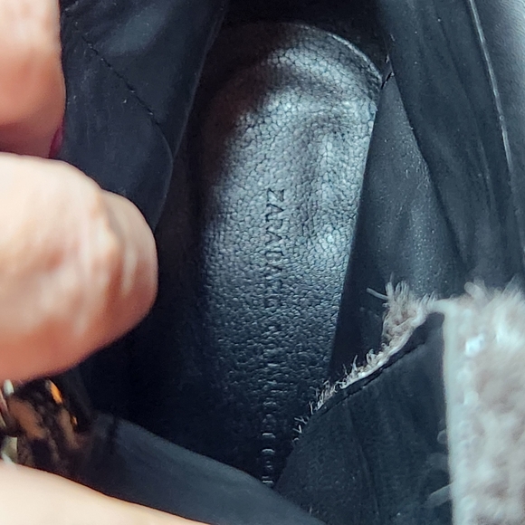 Zara Leather Chunky Heal Black Ankle Boots Size 38 - Picture 12 of 13